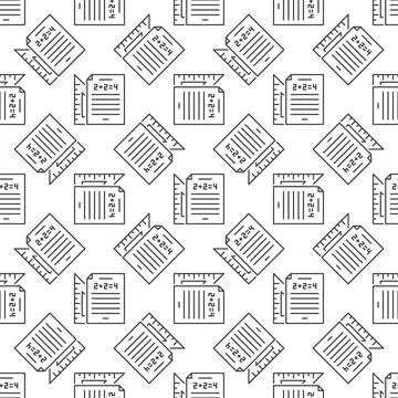 Math Sheet of Paper with Triangle vector outline minimal seamless pattern 스톡 일러스트