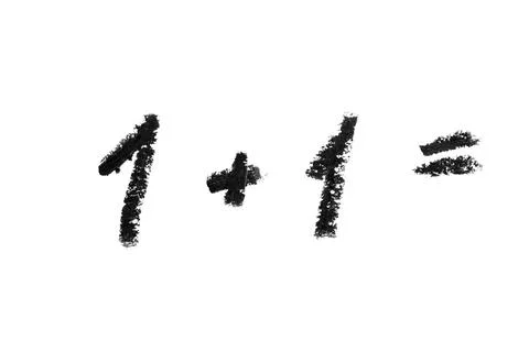 Math simple equation. one plus one equals. Stock Photos