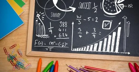 Math strategy success text on blackboard Foto stock