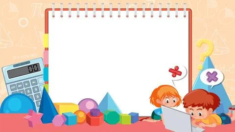 Math Study with Boy and Girl Stock Illustration