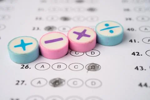 Math symbol on Answer sheet background; Education study mathematics learnin.. Фото