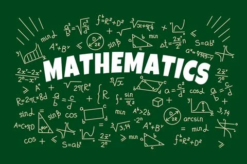 Math symbols and formulas on school board Stock Illustration