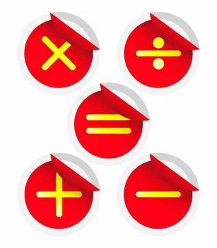 Math symbols Plus sign, subtraction, multiplication, division equals Stock Illustration