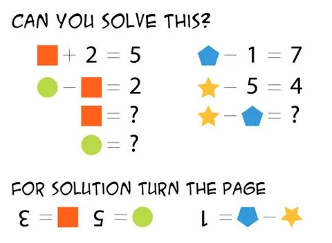 Math task for kids (equation) with solution Stock Illustration