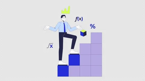 Math teacher climbing mathematical growth steps 2D animation Stock Footage 323947187