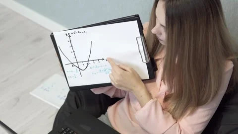 A math teacher conducts an online lesson with high school students via a laptop. Stock Footage 258922232