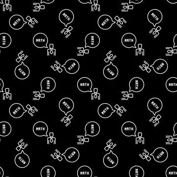 Math Teacher or Student vector Mathematics Science dark line seamless pattern Stock Illustration