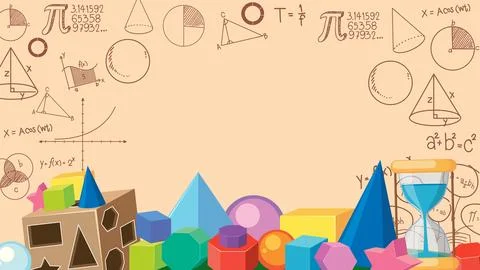 Math Theme Blank Banner with Math Tools Stock Illustration