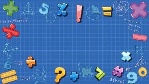 Math Tools Formula Border Notebook with Checkered Background Stock Illustration