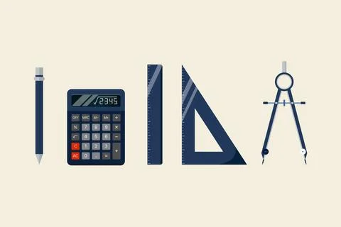 Math tools for geometry drawing. measurements Stock Illustration