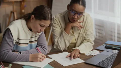 Math Tutor Communicating with Student Stock Footage 329668367