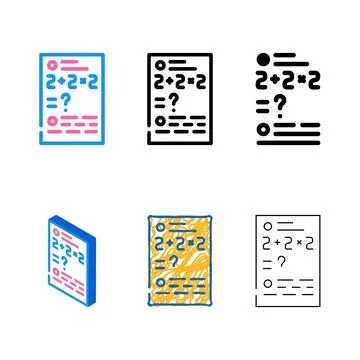 Math variety problems color icon vector color Stock Illustration