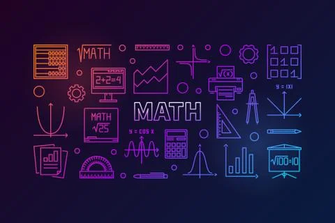 Math vector colorful horizontal banner 스톡 일러스트