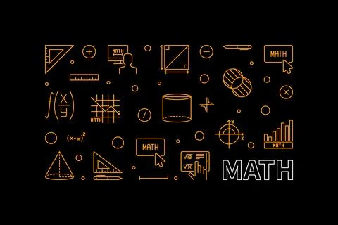 Math vector concept outline banner - Mathematics horizontal illustration イラスト素材