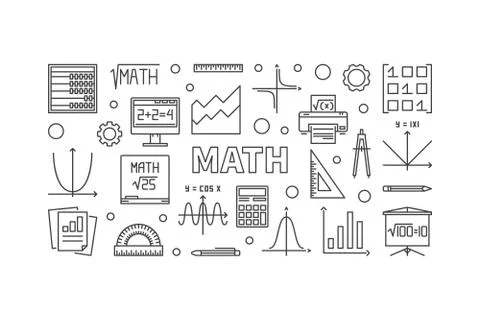 Math vector horizontal banner or illustration イラスト素材