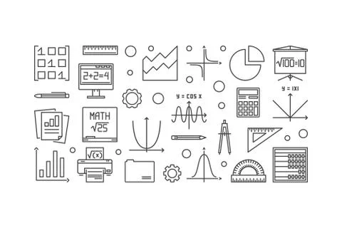 Math vector outline banner 스톡 일러스트