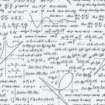 Math vector seamless pattern background notebook Stock Illustration