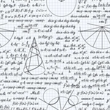 Math vector seamless pattern background notebook Stock Illustration