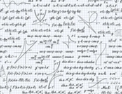 Math vector seamless pattern background notebook Stock Illustration