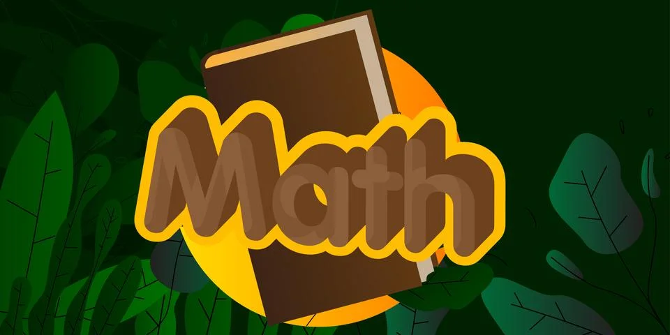 Math word on a book, cartoon vector illustration. Stock Illustration