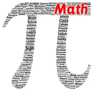 Math word cloud shape Stock Illustration