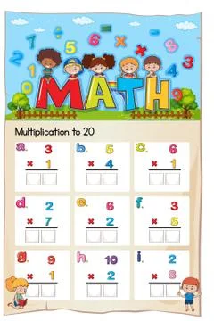 Math Worksheet Multiplication Number Chapter Stock Illustration