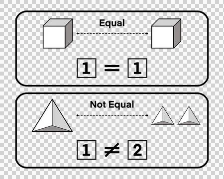 Math worksheet teaching equal and not equal concepts Stock Illustration