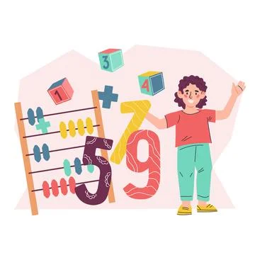 Mathematic children education banner for math classes and lesson vector iso.. Stock Illustration