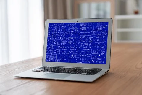 Mathematic equations and modish formula on computer screen Stockfoto's