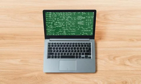 Mathematic equations and modish formula on computer screen 库存照片