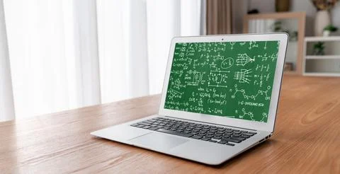 Mathematic equations and modish formula on computer screen 库存照片