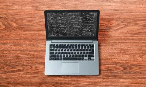 Mathematic equations and modish formula on computer screen Stockfoto's