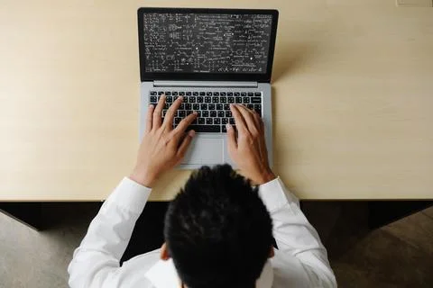 Mathematic equations and modish formula on computer screen Stock Photos