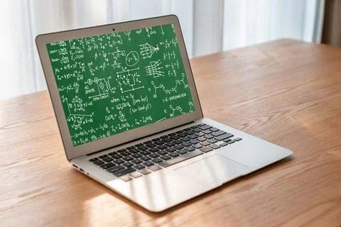 Mathematic equations and modish formula on computer screen Stockfoto's