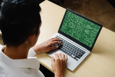 Mathematic equations and modish formula on computer screen Stock Photos