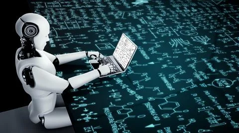 Mathematic equations and modish formula on computer screen Foto stock