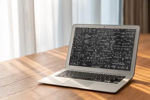 Mathematic equations and modish formula on computer screen Stock Photos