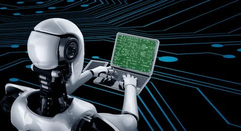 Mathematic equations and modish formula on computer screen Stockfoto's