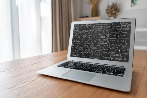 Mathematic equations and modish formula on computer screen Stockfoto's