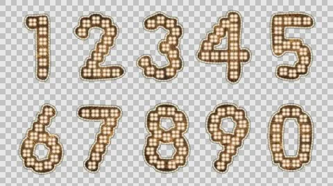 Mathematic Numbers 0-9 Light Bulb with alpha-channel Stock Footage 64680132