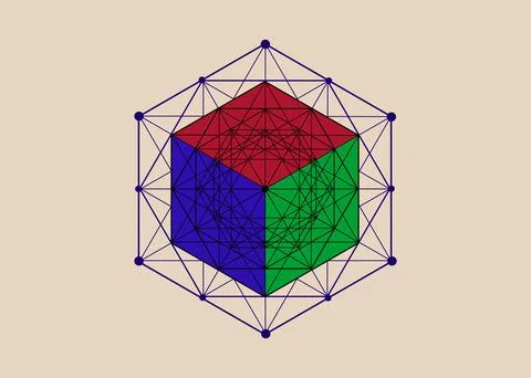 Mathematical 3D solid cube, Hexagonal Mandala, sacred geometry, magic hexagram Stock Illustration