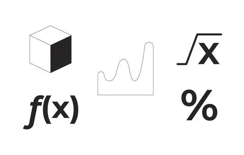 Mathematical and area chart 2D line objects set Stock Illustration