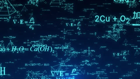 Mathematical and geometric equations and chemical equations Stock Footage 339652785