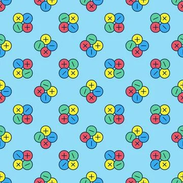 Mathematical Basic Symbols vector Math colored seamless pattern Stock Illustration