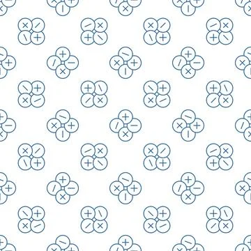 Mathematical Basic Symbols vector Math concept line seamless pattern Stock Illustration