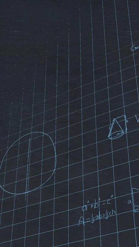 Mathematical calculations in chalk floating over a chalkboard background Stock Footage 342225556