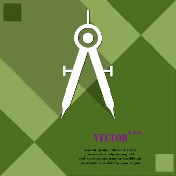Mathematical Compass icon symbol Flat modern web design with long shadow and  Stock Illustration