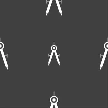 Mathematical Compass sign icon. Seamless pattern on a gray background. 库存插图
