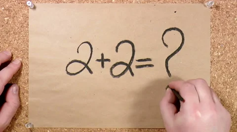 Mathematical constant 2+2 written on paper Stock Footage 48951297