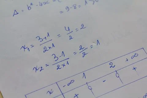 Mathematical demonstration handwritten on paper 库存照片